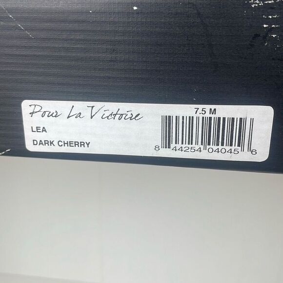 Pour La Victoire Lea Dark Cherry Patent Leather Curved Heel Ankle Bootie Sandal - Picture 14 of 14